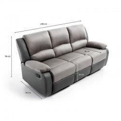 DETENDO III - Canapé de relaxation manuel 3 places en microfibre et simili - Mobilier du Jour