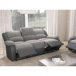 DETENDO III - Canapé de relaxation manuel 3 places en microfibre et simili - Mobilier du Jour