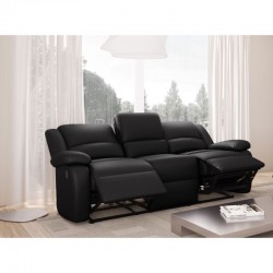 LARGIO III - Canapé de relaxation manuel 3 places en simili cuir - Mobilier du Jour