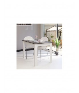 PEPPA Table à manger 4 à 6 personnes style contemporain mélaminée blanc mat et décor béton - Mobilier du Jour