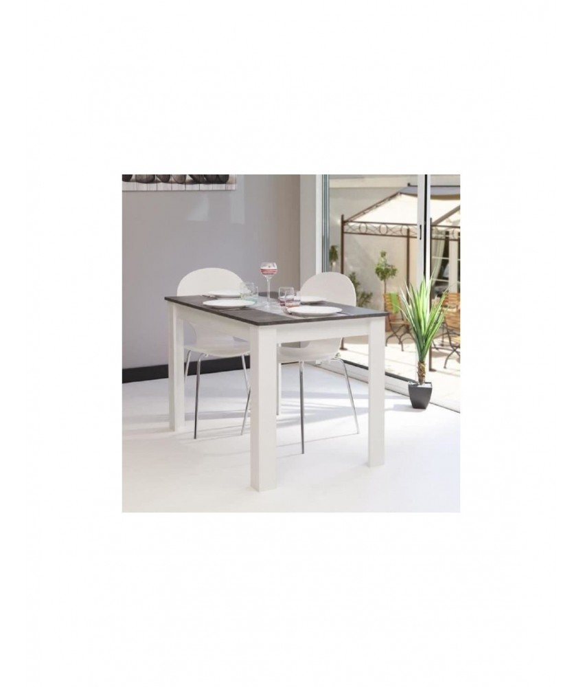 PEPPA Table à manger 4 à 6 personnes style contemporain mélaminée blanc mat et décor béton - Mobilier du Jour