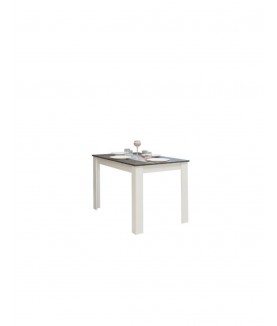 PEPPA Table à manger 4 à 6 personnes style contemporain mélaminée blanc mat et décor béton - Mobilier du Jour