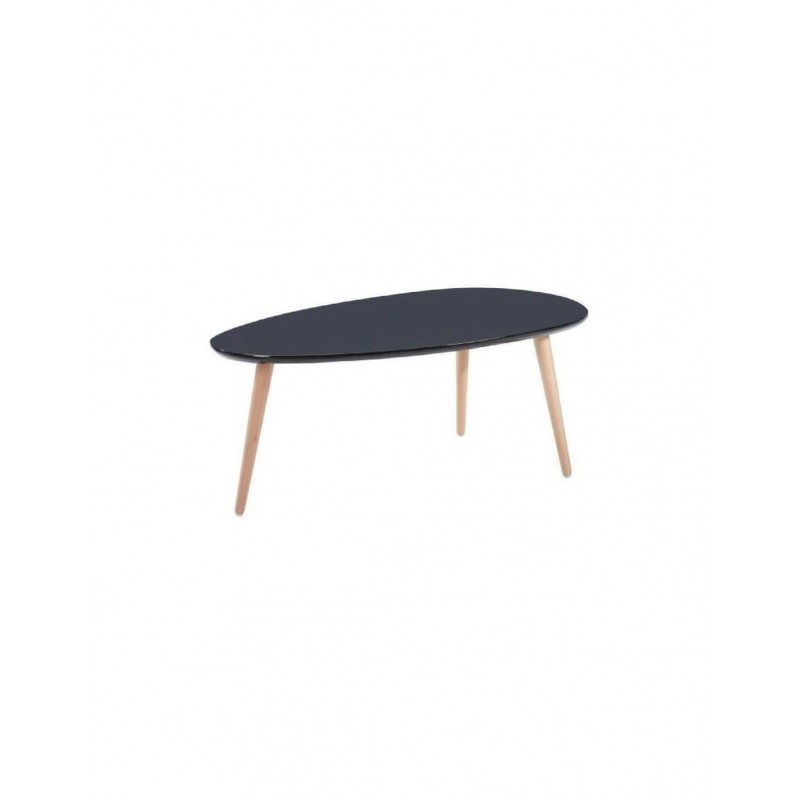 BRIDGE - Table basse ovale scandinave noir laqué - Mobilier du Jour