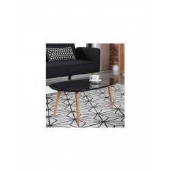 BRIDGE - Table basse ovale scandinave noir laqué - Mobilier du Jour