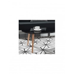 BRIDGE - Table basse ovale scandinave noir laqué - Mobilier du Jour