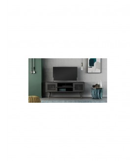 MANATHAN Meuble TV 2 portes Noir - Mobilier du Jour