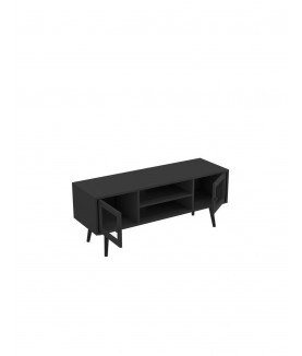 MANATHAN Meuble TV 2 portes Noir - Mobilier du Jour