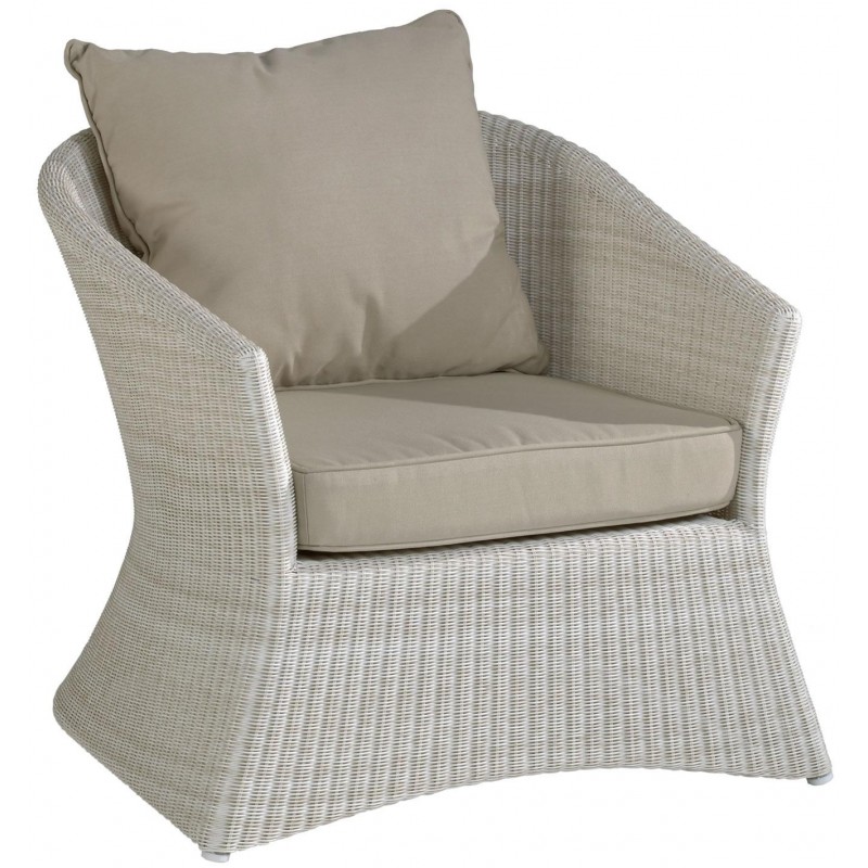 Fauteuil Zenith en résine fine coloris Crème avec coussin