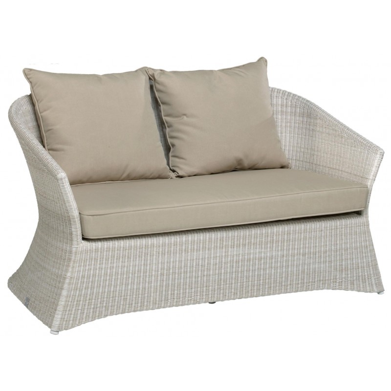 Canapé 2 places Zenith en résine fine coloris Crème avec coussin