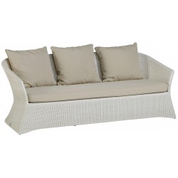 Canapé 3 places Zenith en résine fine coloris Crème avec coussin