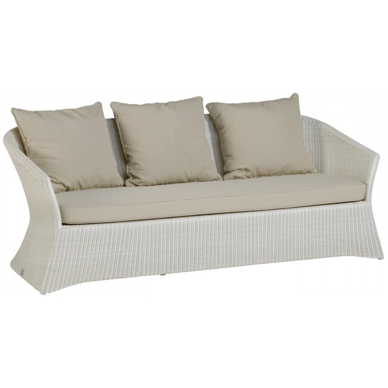 Canapé 3 places Zenith en résine fine coloris Crème avec coussin