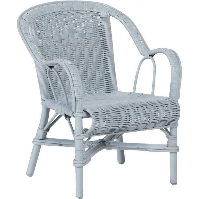 Fauteuil enfant Swan bleu doux en moelle de rotin
