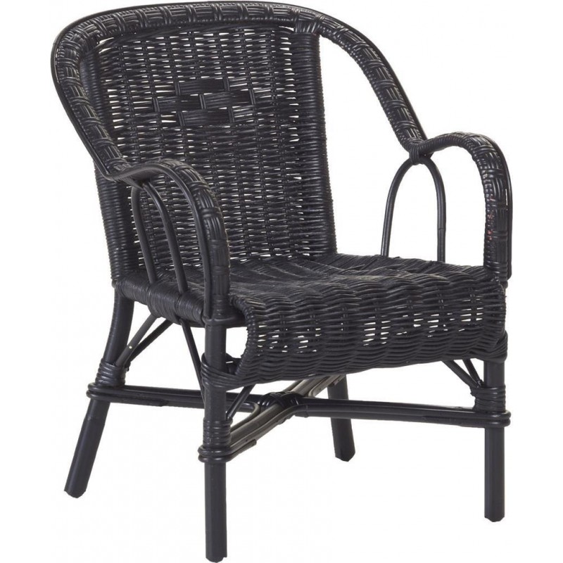 Fauteuil enfant Swan noir intense en moelle de rotin