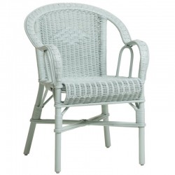 Fauteuil Marcel en moelle de rotin bleu doux